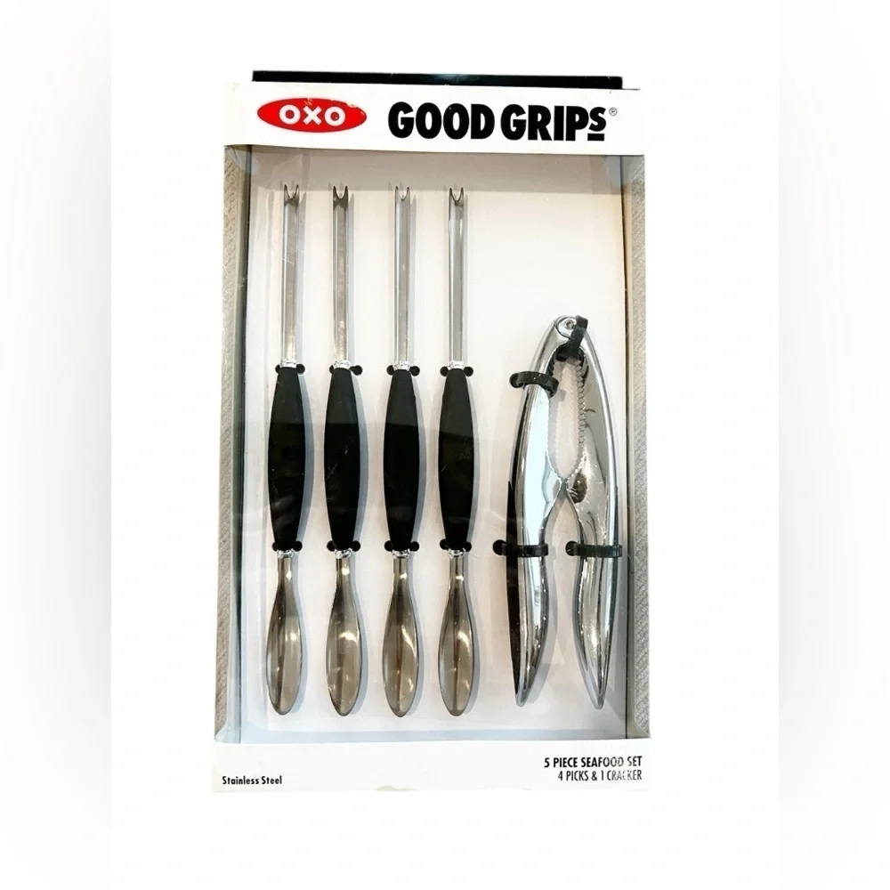 Oxo Good Grips 5 Piece Seafood Set Picks And Cracker NEW Crab Boil